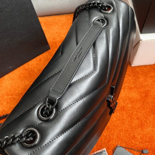 Réplique Sac Saint Laurent LouLou Medium à Chaîne en Noir – Image 7
