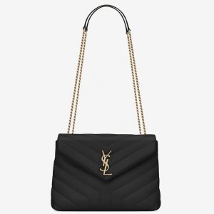 Faux Sac de Créateur Saint Laurent LouLou Small à Chaîne en Noir