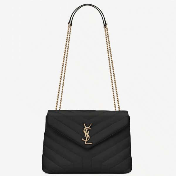 Faux Sac de Créateur Saint Laurent LouLou Small à Chaîne en Noir