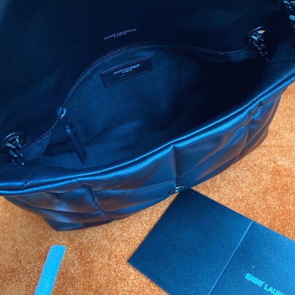 Sac Saint Laurent Puffer Small à Chaîne Noir Intégral en Cuir d’Agneau Matelassé – Image 2