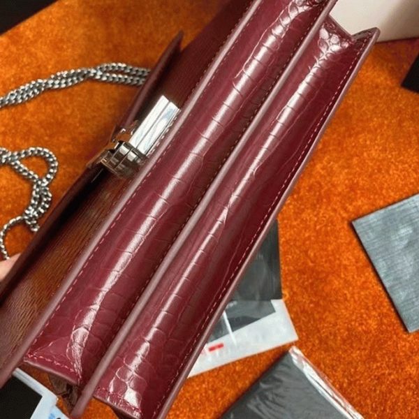 Réplique Sac Saint Laurent Cassandra Medium en Bordeaux Crocodile – Image 3