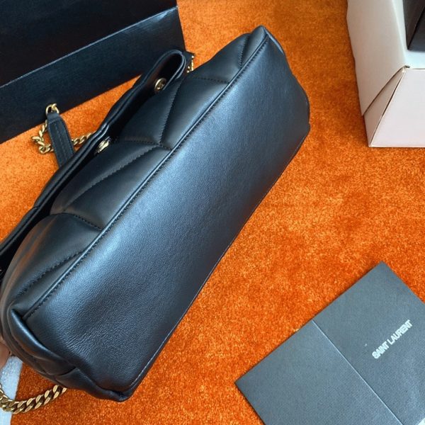 Sac Saint Laurent Puffer Small à Chaîne en Cuir d’Agneau Noir – Image 11