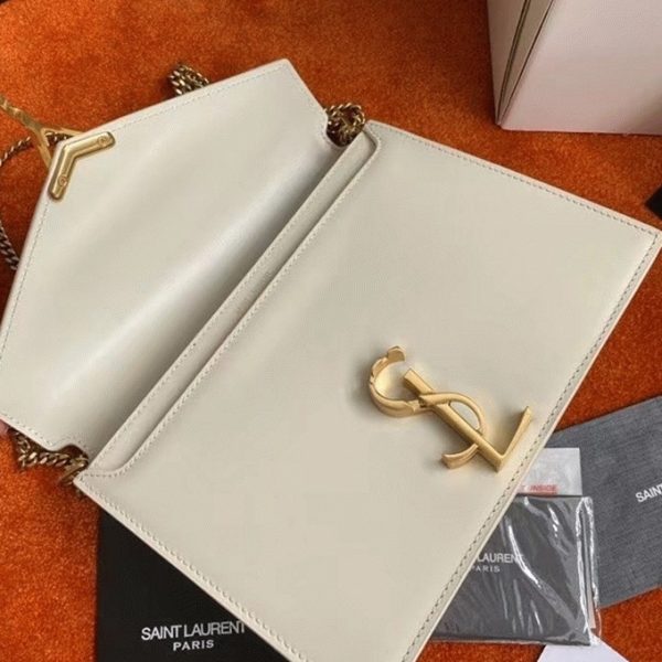 Fausse Sacoche Saint Laurent Cassandra Medium à Chaîne en Blanc – Image 10