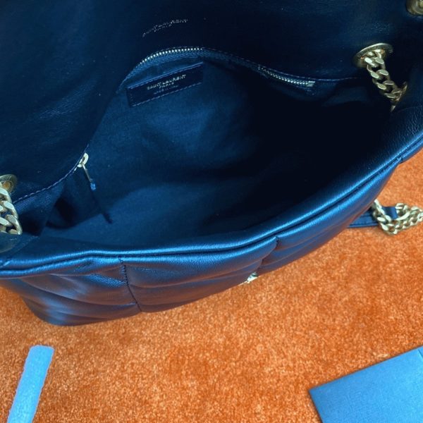 Sac Saint Laurent Puffer Small à Chaîne en Cuir d’Agneau Noir – Image 7