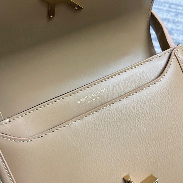 Sac Saint Laurent Solferino Small en Cuir de Veau Beige Foncé – Image 7