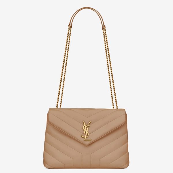 Réplique Sac Saint Laurent LouLou Small à Chaîne en Beige