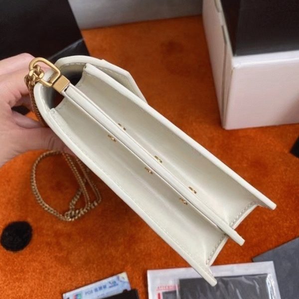 Fausse Sacoche Saint Laurent Cassandra Medium à Chaîne en Blanc – Image 3