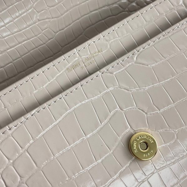 Sac Saint Laurent Sunset Medium à Chaîne en Cuir Embossé Crocodile Beige – Image 8