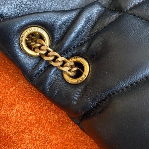 Sac Saint Laurent Puffer Small à Chaîne en Cuir d’Agneau Noir – Image 2