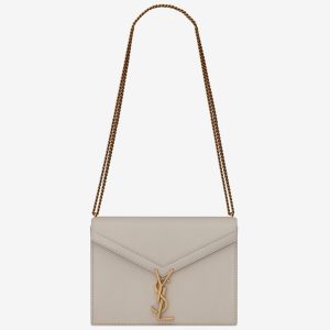 Fausse Sacoche Saint Laurent Cassandra Medium à Chaîne en Blanc