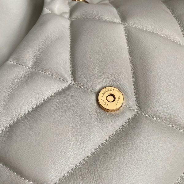 Sac Saint Laurent Puffer Small à Chaîne en Cuir d’Agneau Blanc – Image 8