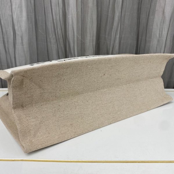 Sac Cabas Saint Laurent Rive Gauche en Lin Blanc et Cuir Noir – Image 5