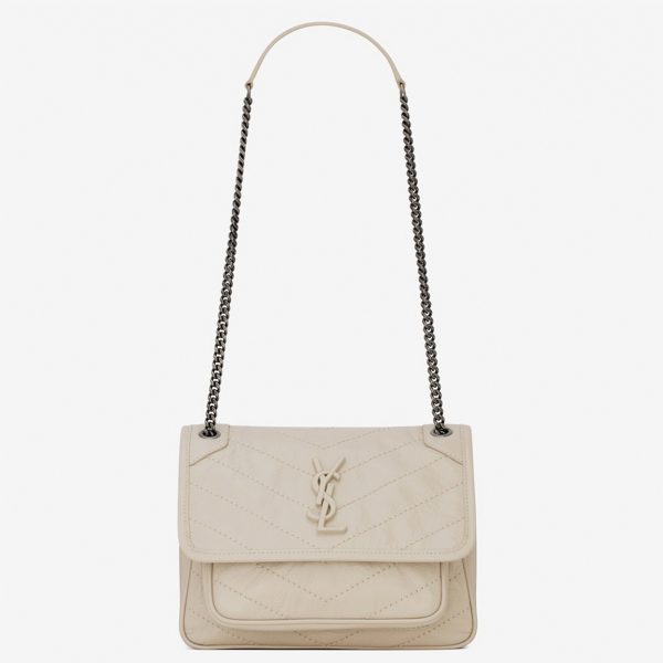 Imitation Sac Saint Laurent Niki Baby à Chaîne en Blanc