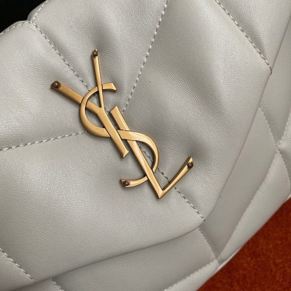 Sac Saint Laurent Puffer Small à Chaîne en Cuir d’Agneau Blanc – Image 4