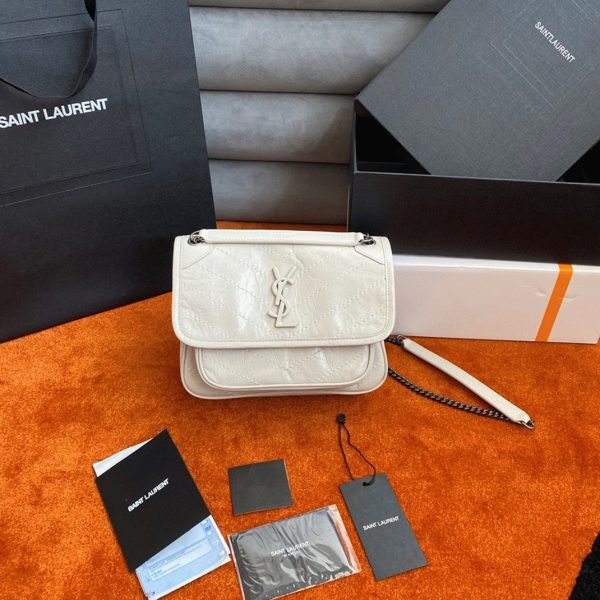 Imitation Sac Saint Laurent Niki Baby à Chaîne en Blanc – Image 7