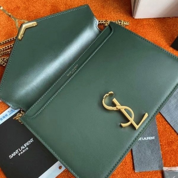 Fausse Sacoche Saint Laurent Cassandra Medium à Chaîne en Vert – Image 9