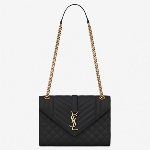 Fausse Sacoche Saint Laurent Envelope Large en Noir