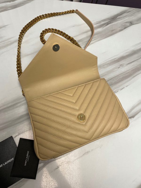 Réplique Sac Saint Laurent College Medium à Chaîne en Beige – Image 8