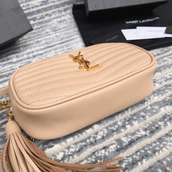 Fausse Sacoche Saint Laurent Lou Mini en Beige – Image 9