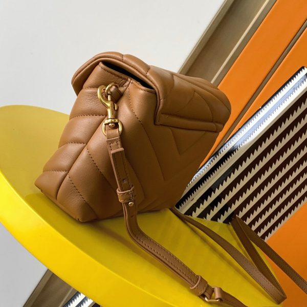 Contrefaçon Sac Saint Laurent LouLou Toy avec Bandoulière en Marron – Image 3