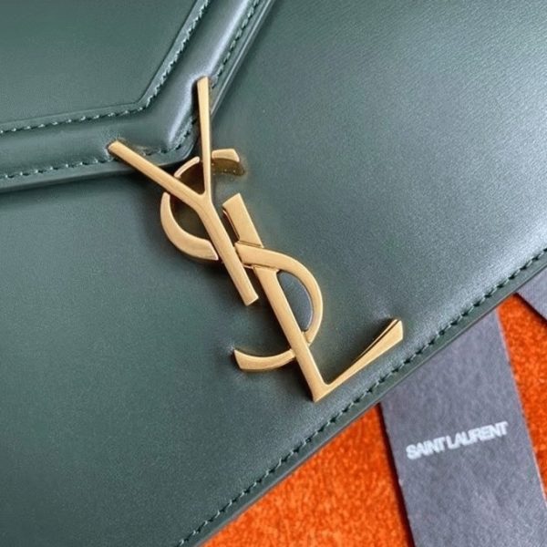 Fausse Sacoche Saint Laurent Cassandra Medium à Chaîne en Vert – Image 5