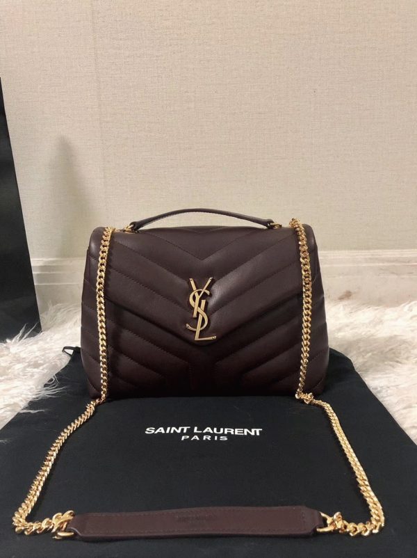 Contrefaçon Sac Saint Laurent LouLou Small à Chaîne en Bourgogne – Image 10