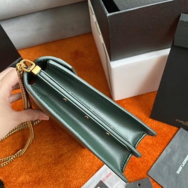 Fausse Sacoche Saint Laurent Cassandra Medium à Chaîne en Vert – Image 3