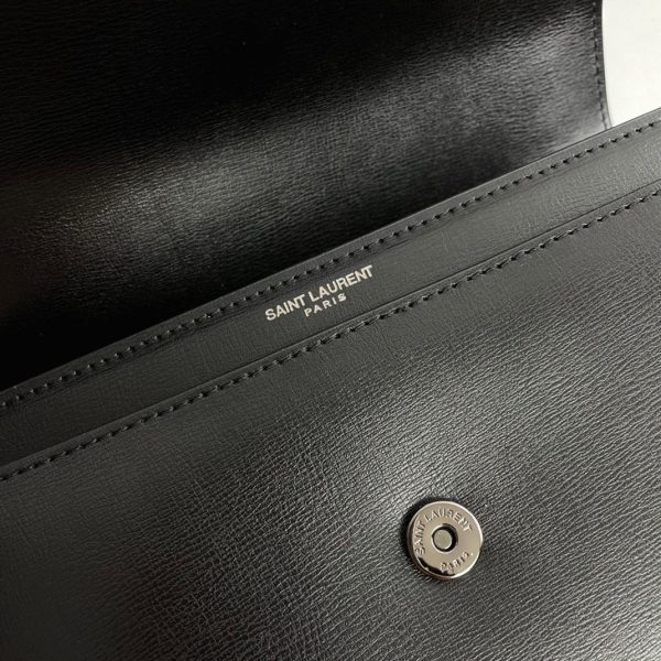 Sac Saint Laurent Sunset Medium à Chaîne Noir Intégral en Cuir de Veau – Image 8