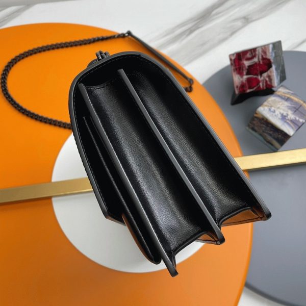Sac Saint Laurent Sunset Medium à Chaîne Noir Intégral en Cuir de Veau – Image 4