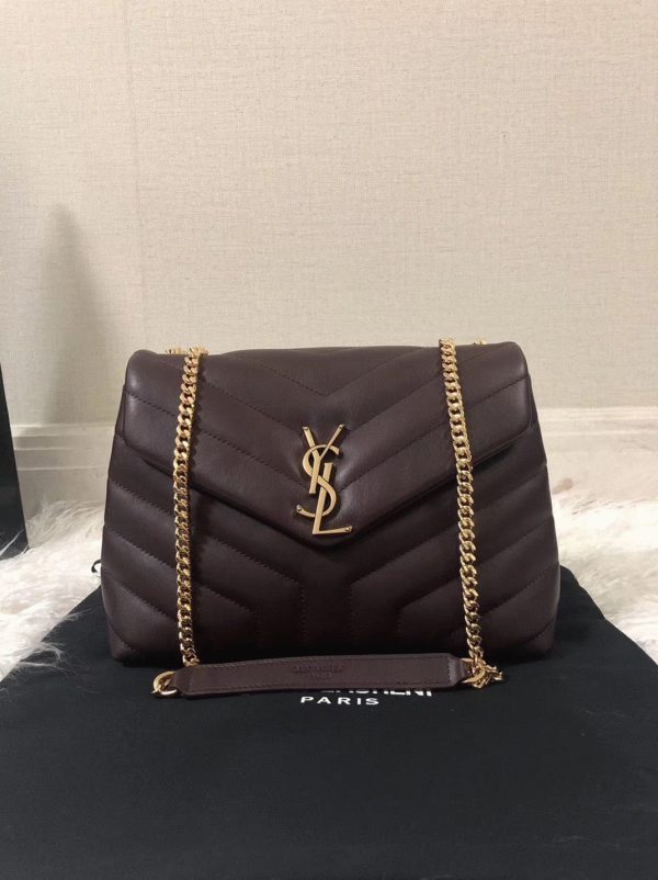 Contrefaçon Sac Saint Laurent LouLou Small à Chaîne en Bourgogne – Image 5