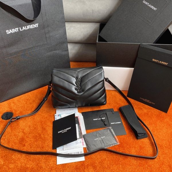 Fausse Sacoche Saint Laurent LouLou Toy avec Bandoulière en Noir Intégral – Image 5