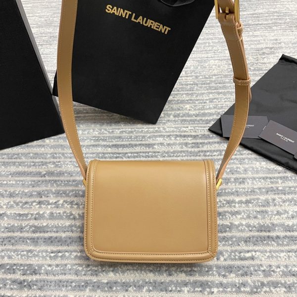 Sac Saint Laurent Solferino Small en Cuir de Veau Beige Foncé – Image 3