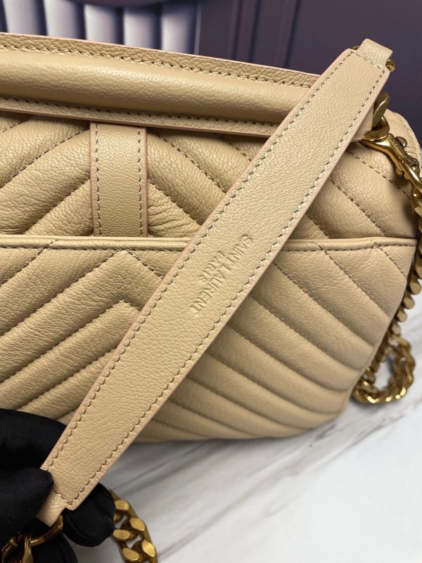 Réplique Sac Saint Laurent College Medium à Chaîne en Beige – Image 10