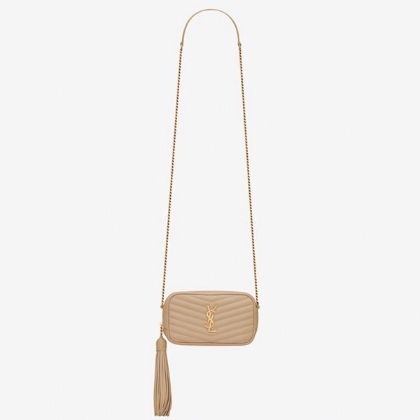 Fausse Sacoche Saint Laurent Lou Mini en Beige