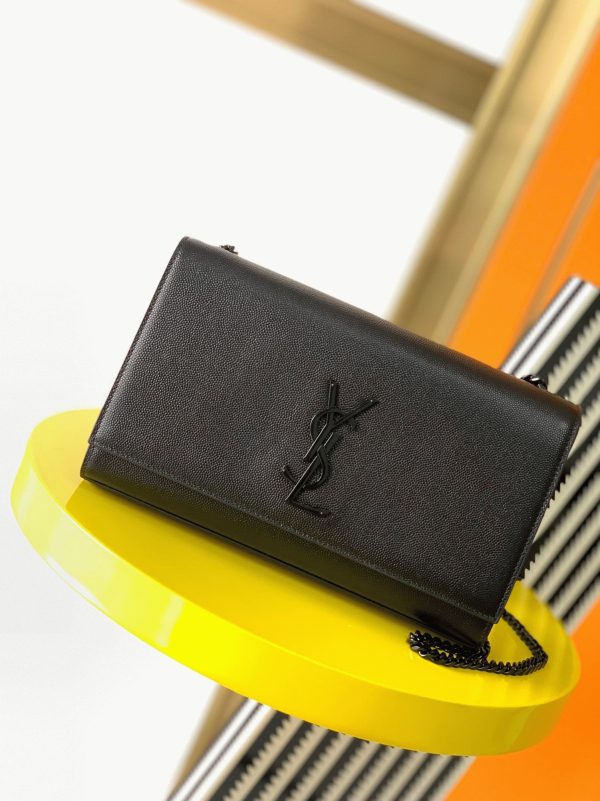 Fausse Sacoche Saint Laurent Kate Small à Chaîne en Noir Intégral – Image 7