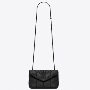 Sac Saint Laurent Puffer Toy Noir Intégral en Cuir d’Agneau Matelassé