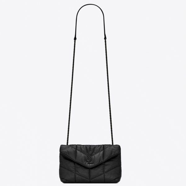 Sac Saint Laurent Puffer Toy Noir Intégral en Cuir d’Agneau Matelassé