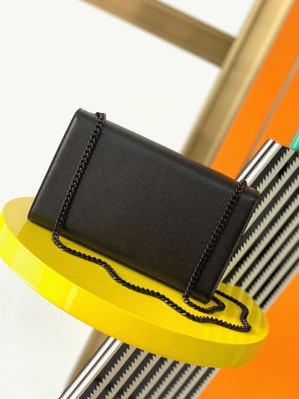 Fausse Sacoche Saint Laurent Kate Small à Chaîne en Noir Intégral – Image 6