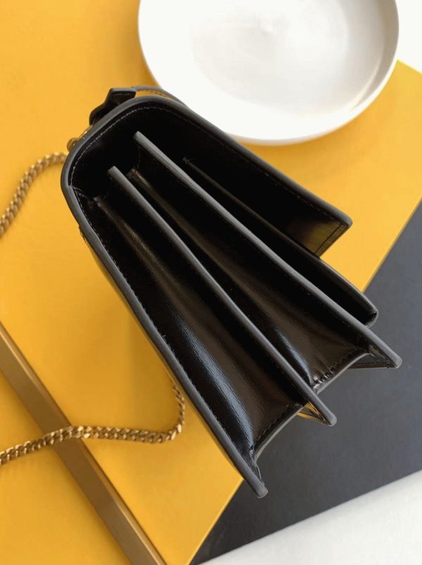 Sac Saint Laurent Sunset Medium à Chaîne en Cuir de Veau Noir – Image 7