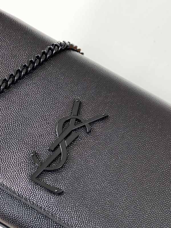 Fausse Sacoche Saint Laurent Kate Small à Chaîne en Noir Intégral – Image 5