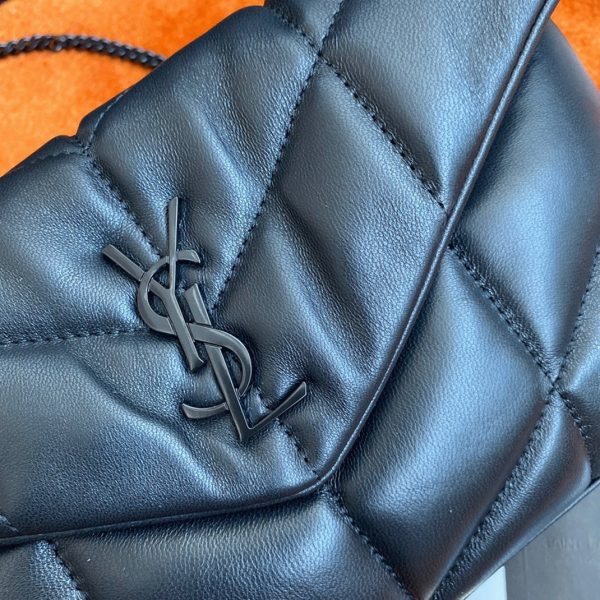Sac Saint Laurent Puffer Toy Noir Intégral en Cuir d’Agneau Matelassé – Image 8