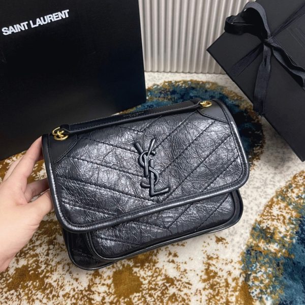 Contrefaçon Sac Saint Laurent Niki Baby à Chaîne en Noir – Image 3