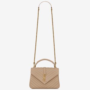 Réplique Sac Saint Laurent College Medium à Chaîne en Beige