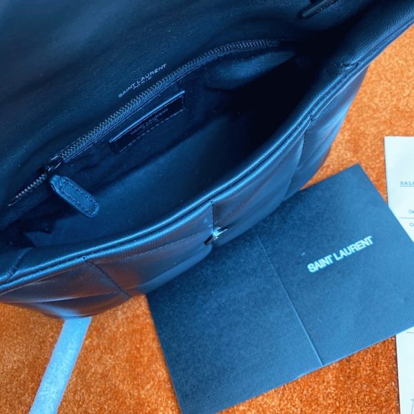 Sac Saint Laurent Puffer Small à Chaîne en Cuir d’Agneau Noir – Image 6