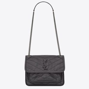 Fausse Sacoche Saint Laurent Niki Baby à Chaîne en Gris Foncé