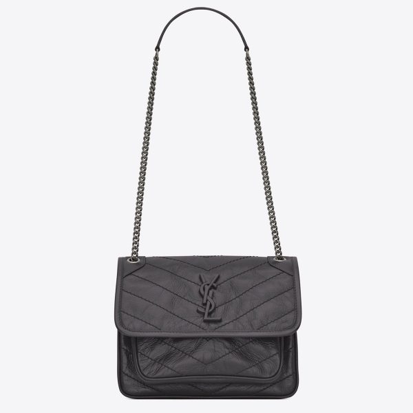 Fausse Sacoche Saint Laurent Niki Baby à Chaîne en Gris Foncé