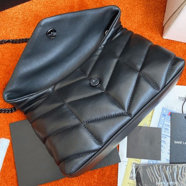 Sac Saint Laurent Puffer Small à Chaîne en Cuir d’Agneau Noir – Image 2