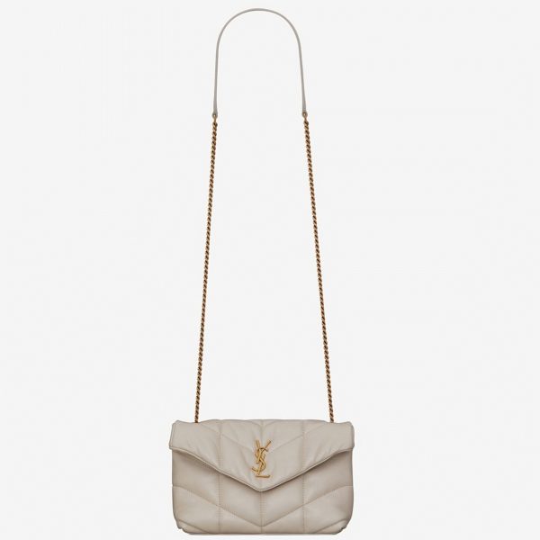 Sac Saint Laurent Puffer Toy en Cuir d’Agneau Matelassé Blanc