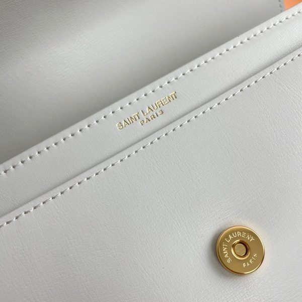 Sac Saint Laurent Sunset Medium à Chaîne en Cuir de Veau Blanc – Image 4