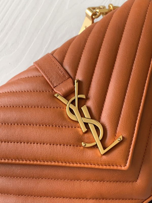 Réplique Sac Saint Laurent College Medium à Chaîne en Marron – Image 2
